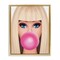 Stupell Industries Blonde Girl & Bubblegum Framed Floater Canvas Wall Art Design by Nataly White